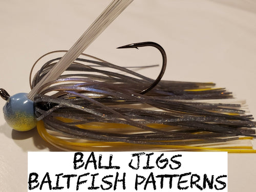 Ball Head Weedless Jigs ( Sizes 1/2 oz, 9/16 oz & 5/8 oz) - Baitfish Patterns - Fireball Outdoor Products