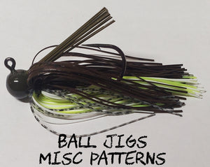 Ball Head Weedless Jig ( Sizes 1/2 oz, 9/16 oz & 5/8 oz)- Misc Patterns